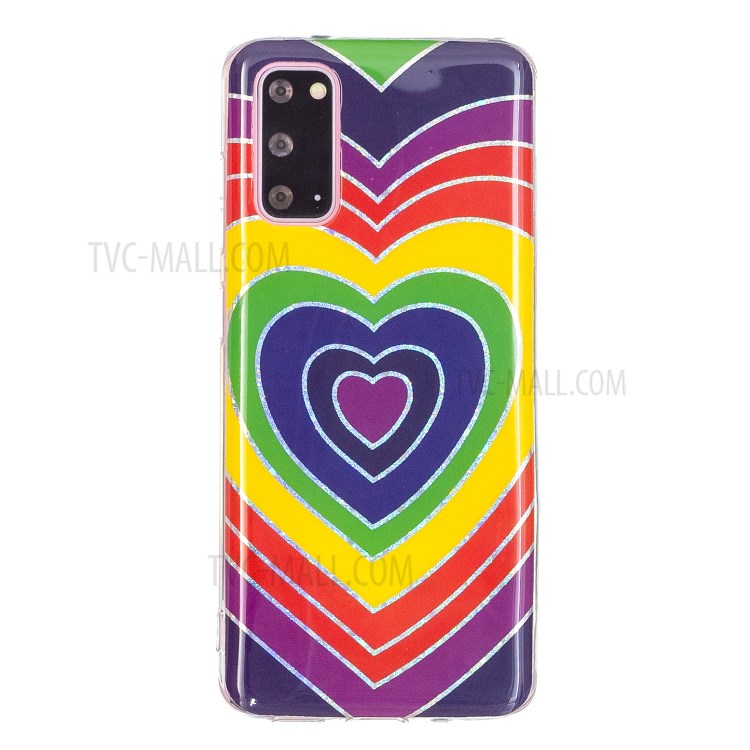 Marble Pattern Printing IMD Design TPU Case for Samsung Galaxy S20 - Heart-3