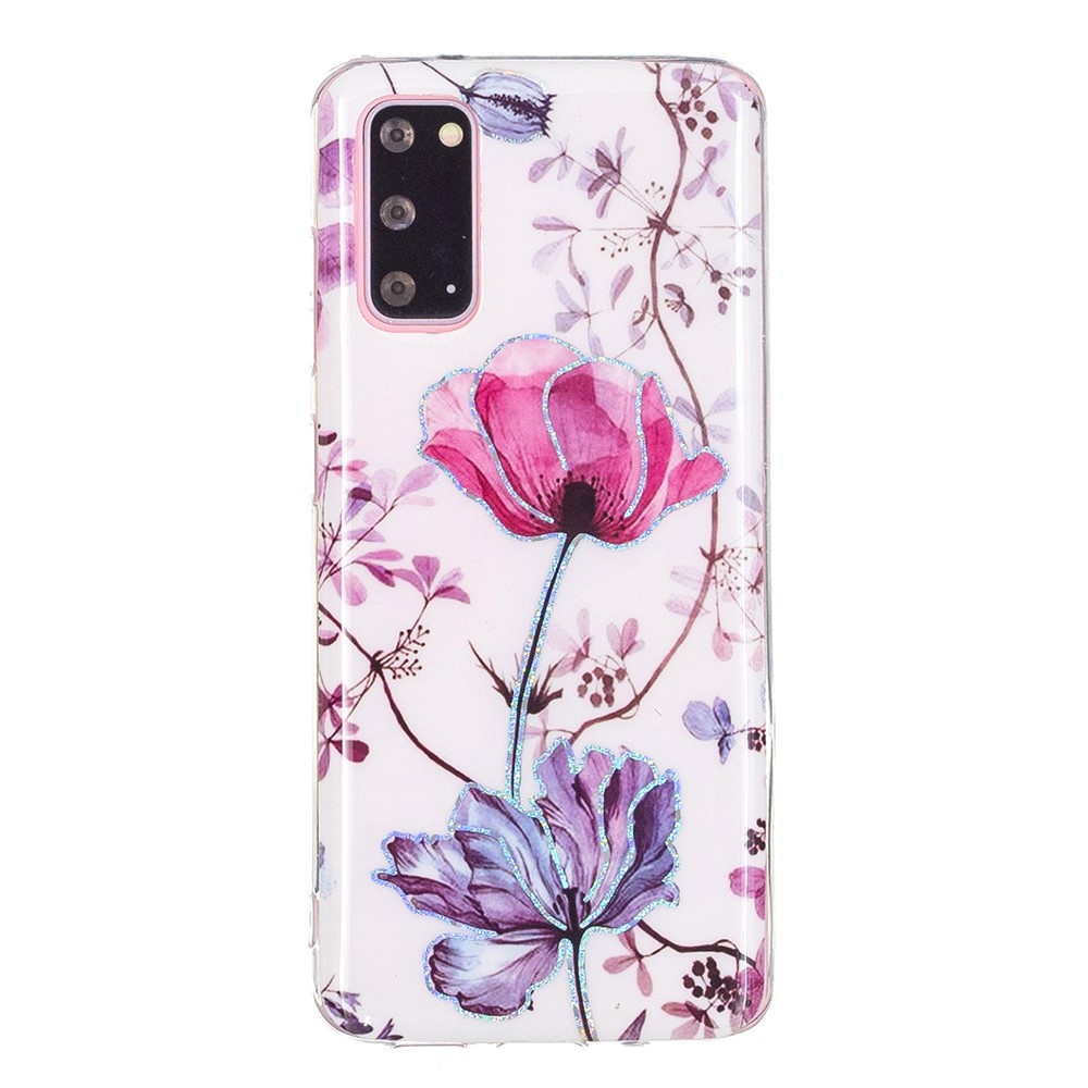 Marble Pattern Printing IMD Design TPU Case for Samsung Galaxy S20 - Lotus-3