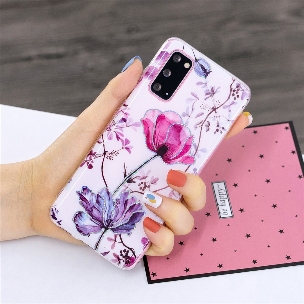 Marble Pattern Printing IMD Design TPU Case for Samsung Galaxy S20 4G/S20 5G - Lotus-5