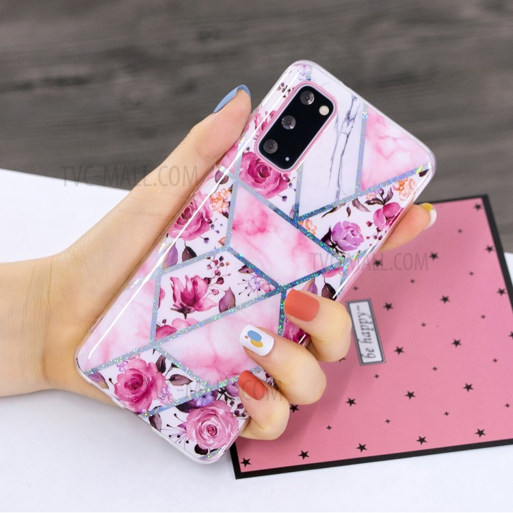 Marble Pattern Printing IMD Design TPU Case for Samsung Galaxy S20 - Rose-4