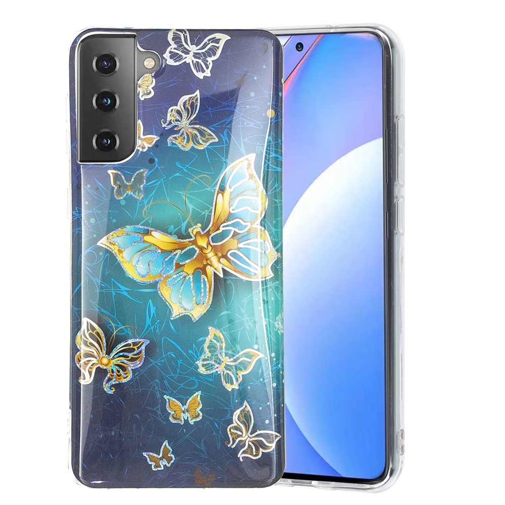For Samsung Galaxy S21 Case Marble Pattern Printing IMD Design TPU Cover - Butterfly-2