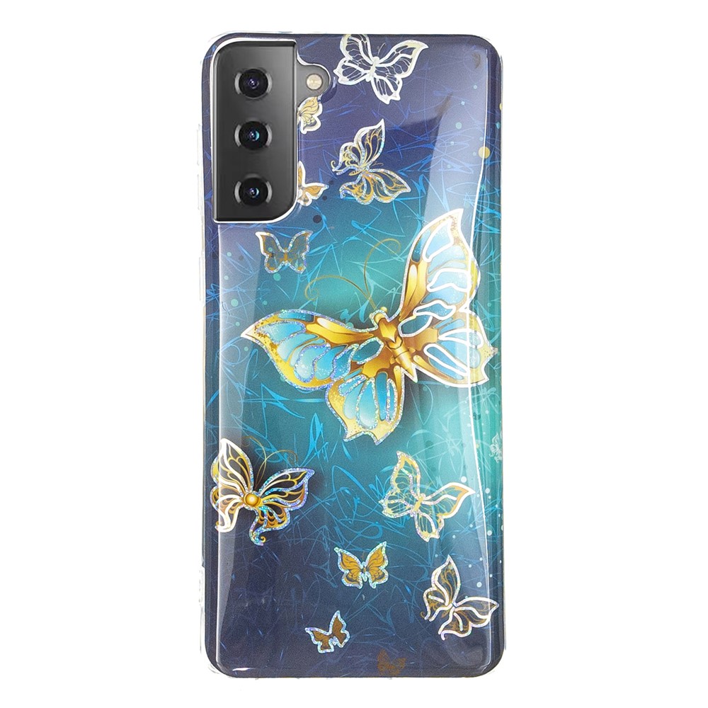 For Samsung Galaxy S21 Case Marble Pattern Printing IMD Design TPU Cover - Butterfly-3