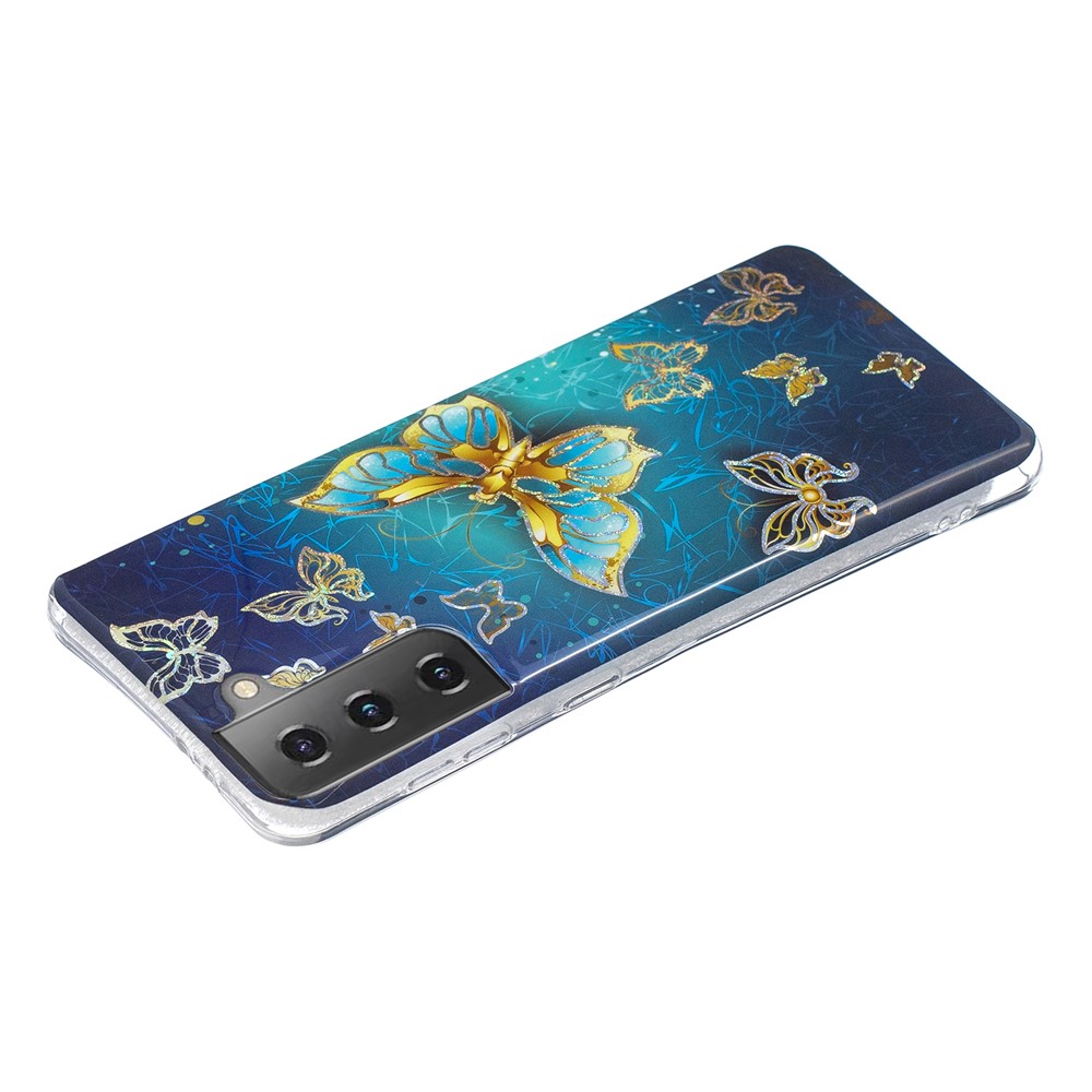 For Samsung Galaxy S21 Case Marble Pattern Printing IMD Design TPU Cover - Butterfly-4