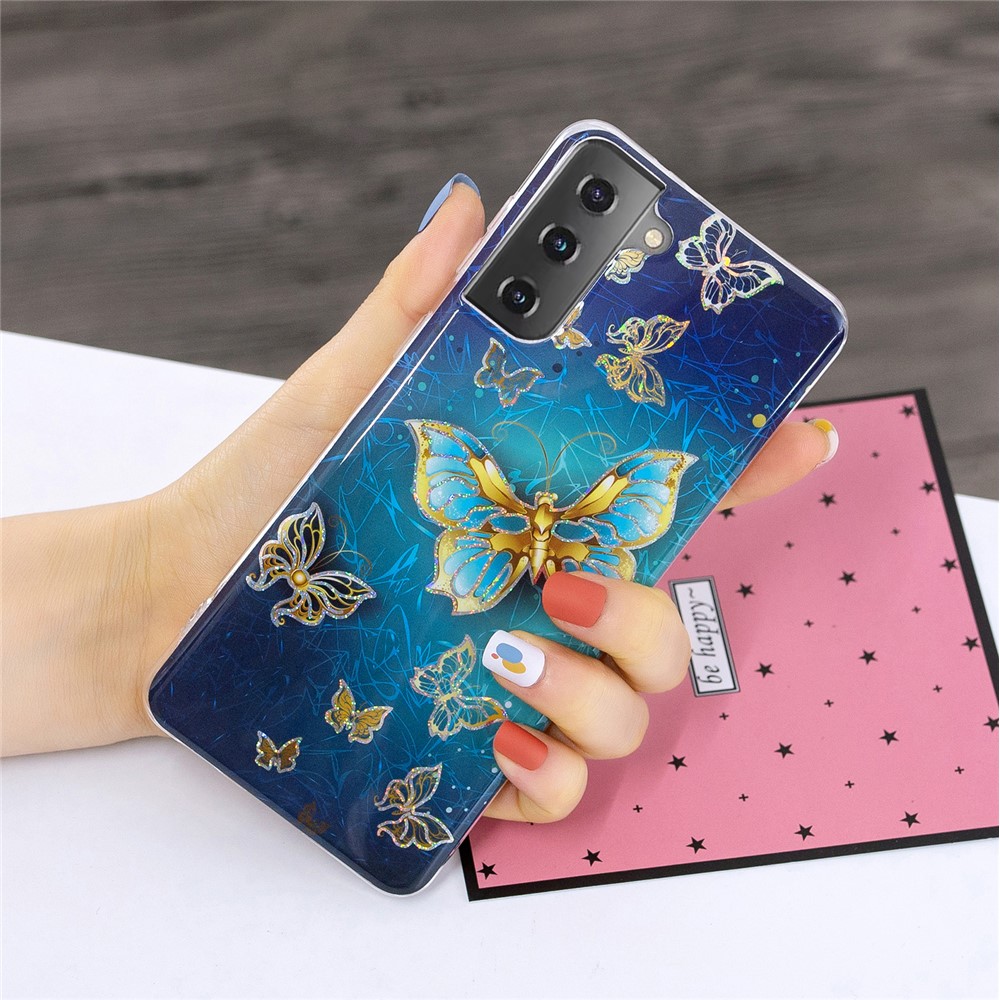 For Samsung Galaxy S21 Case Marble Pattern Printing IMD Design TPU Cover - Butterfly-5