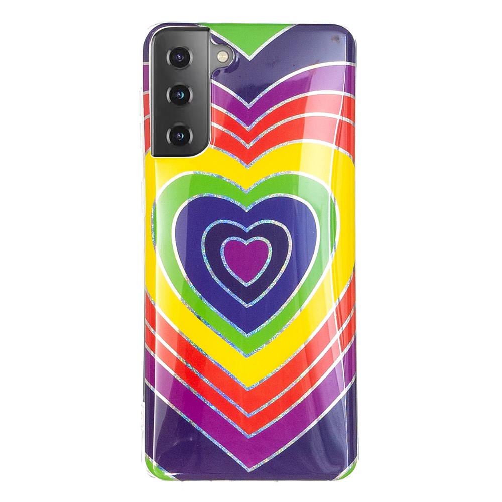 For Samsung Galaxy S21 Case Marble Pattern Printing IMD Design TPU Cover - Heart-3