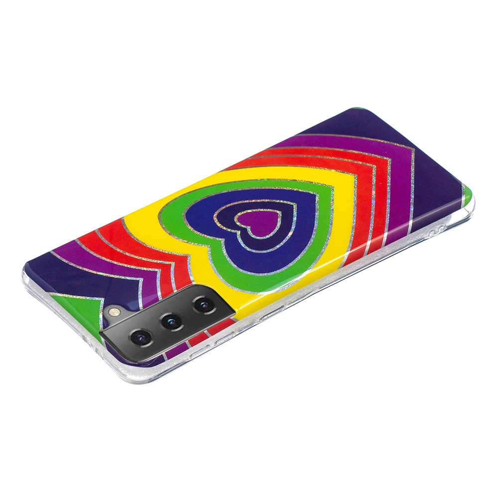 For Samsung Galaxy S21 Case Marble Pattern Printing IMD Design TPU Cover - Heart-4