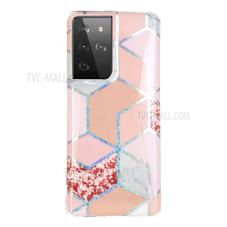 IMD Design Case for Samsung Galaxy S21 Ultra 5G 5G Marble Pattern Printing TPU Cover - Rhombus-2