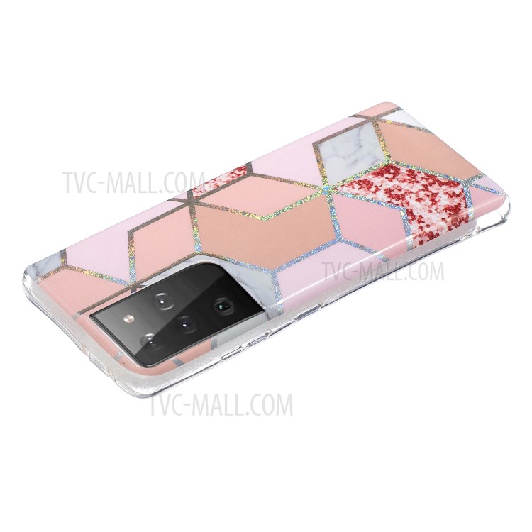 IMD Design Case for Samsung Galaxy S21 Ultra 5G 5G Marble Pattern Printing TPU Cover - Rhombus-3