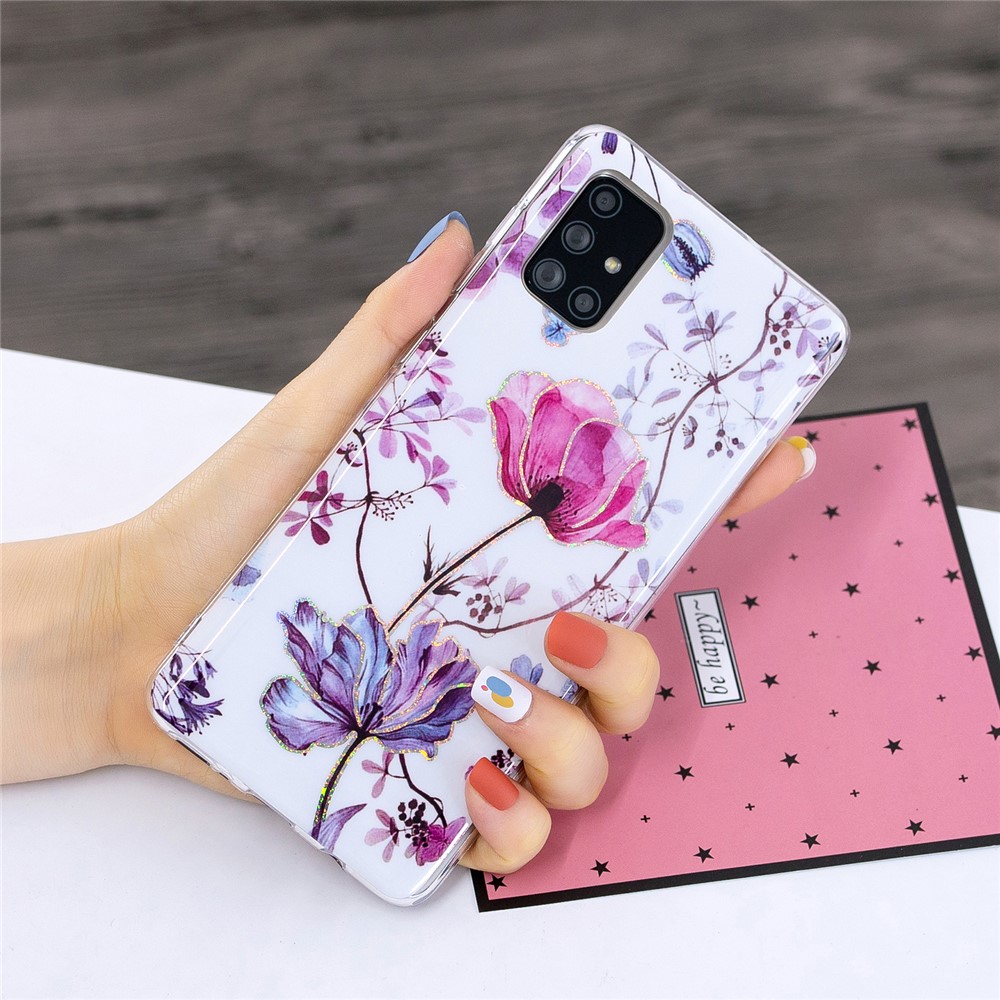 Marble Pattern Printing IMD Case for Samsung Galaxy A51 SM-A515 TPU Cover - Lotus-5