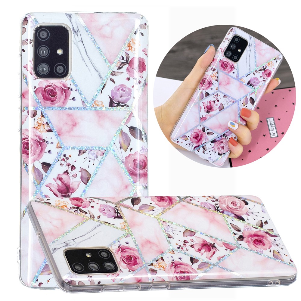 Marble Pattern Printing IMD Case for Samsung Galaxy A51 SM-A515 TPU Cover - Rose-1