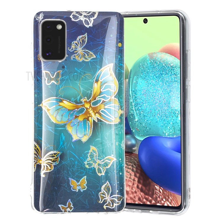 Marble Pattern Printing IMD Protector Case for Samsung Galaxy A41 (Global Version) TPU Cover - Butterfly-2