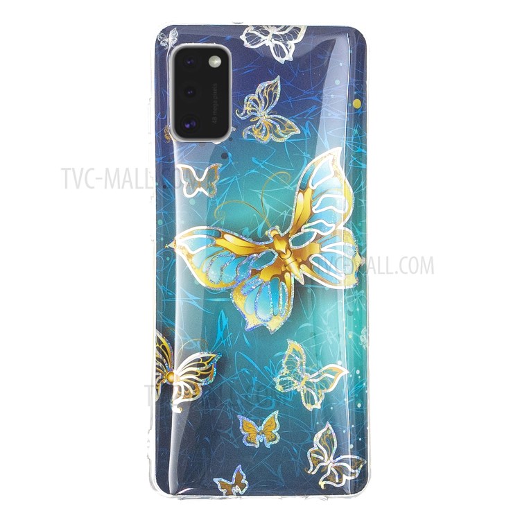 Marble Pattern Printing IMD Protector Case for Samsung Galaxy A41 (Global Version) TPU Cover - Butterfly-3