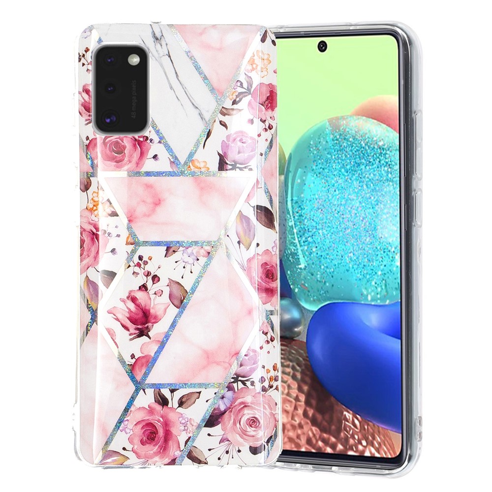 Marble Pattern Printing IMD Protector Case for Samsung Galaxy A41 (Global Version) TPU Cover - Rose-2