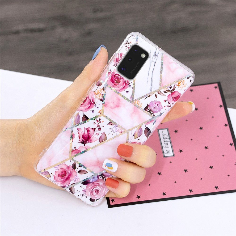 Marble Pattern Printing IMD Protector Case for Samsung Galaxy A41 (Global Version) TPU Cover - Rose-5
