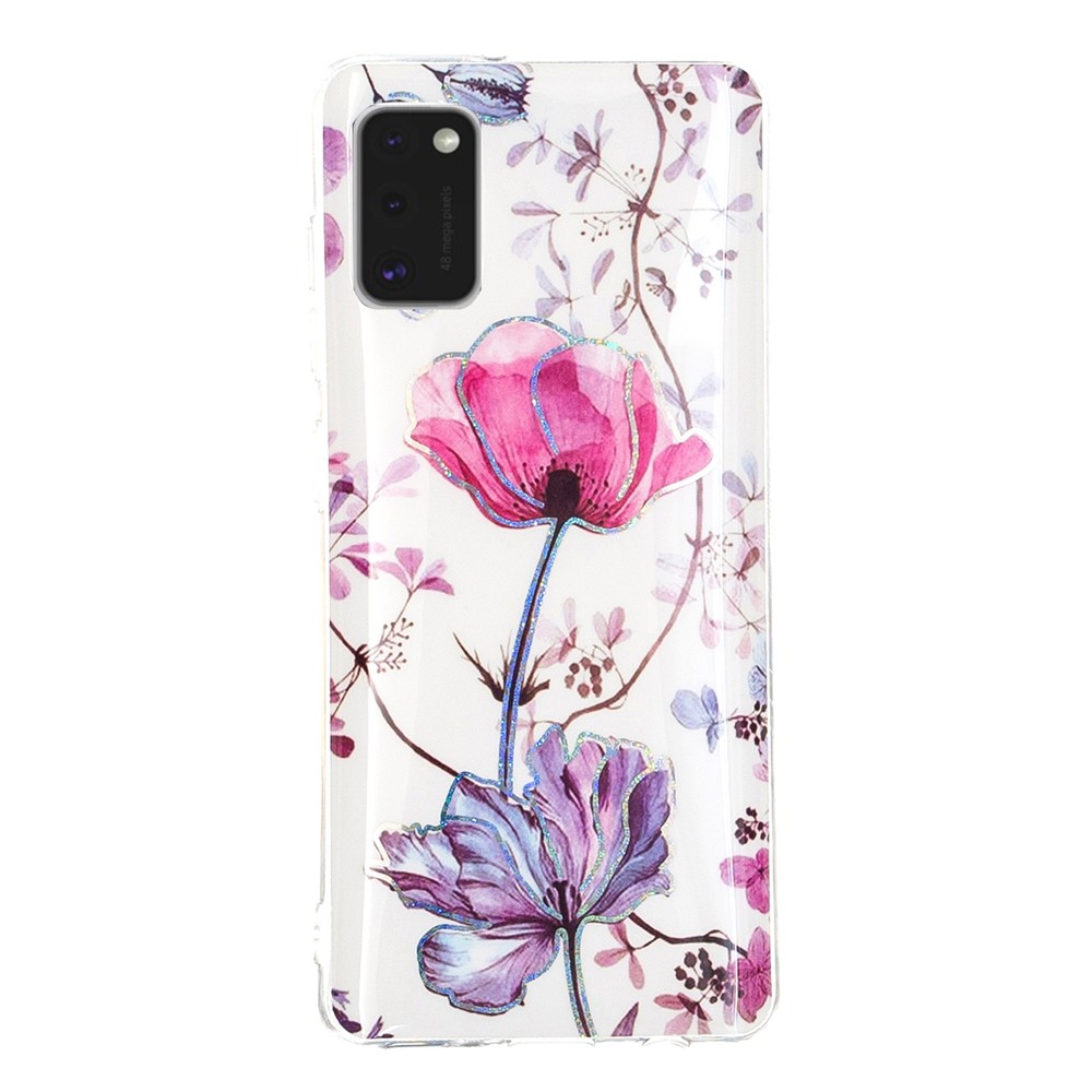 Marble Pattern Printing IMD Protector Case for Samsung Galaxy A41 (Global Version) TPU Cover - Lotus-3
