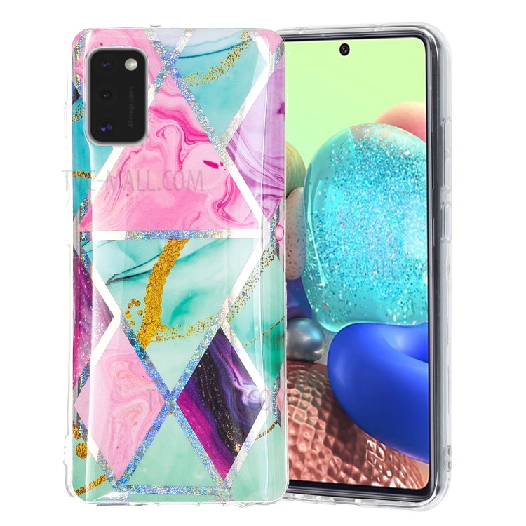 Marble Pattern Printing IMD Protector Case for Samsung Galaxy A41 (Global Version) TPU Cover - Triangle and Rhombus-2