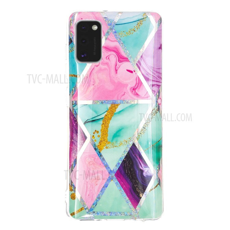 Marble Pattern Printing IMD Protector Case for Samsung Galaxy A41 (Global Version) TPU Cover - Triangle and Rhombus-3