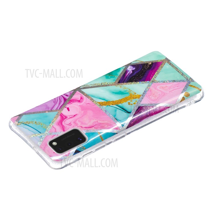 Marble Pattern Printing IMD Protector Case for Samsung Galaxy A41 (Global Version) TPU Cover - Triangle and Rhombus-4