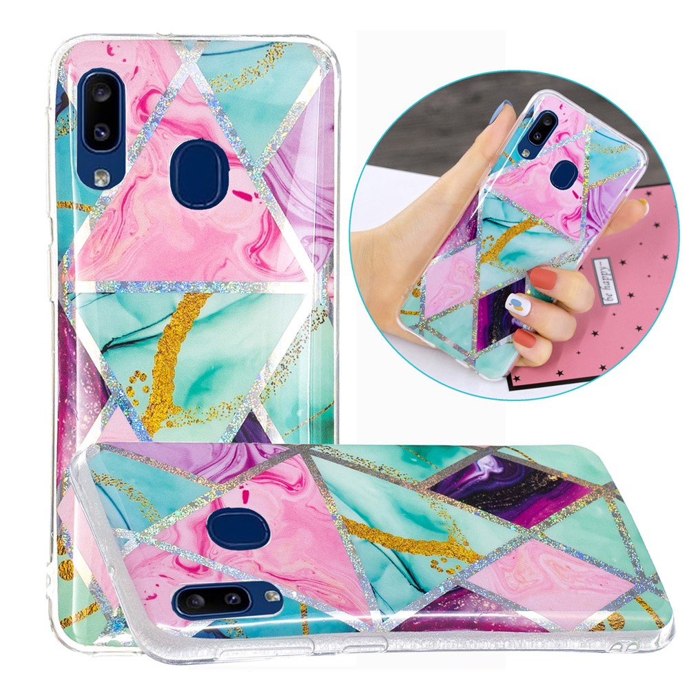 IMD Marble Pattern Printing for Samsung Galaxy A20e Case TPU Cover - Triangle and Rhombus-1