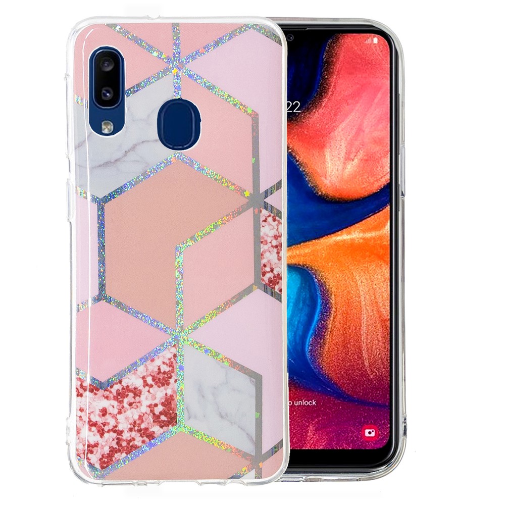 IMD Marble Pattern Printing for Samsung Galaxy A20e Case TPU Cover - Pink/Rhombus-2