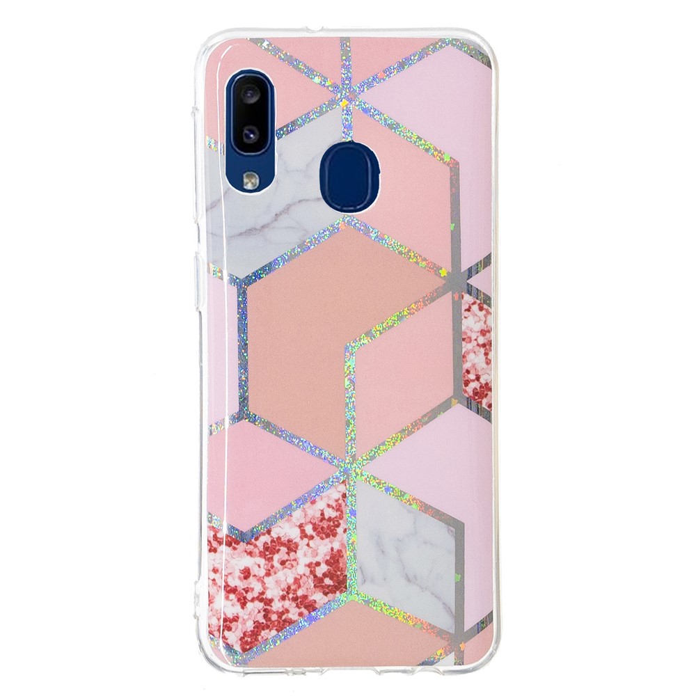 IMD Marble Pattern Printing for Samsung Galaxy A20e Case TPU Cover - Pink/Rhombus-3