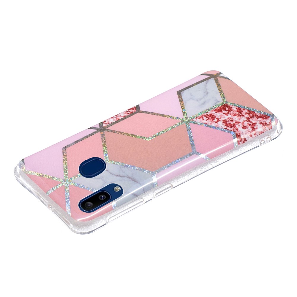 IMD Marble Pattern Printing for Samsung Galaxy A20e Case TPU Cover - Pink/Rhombus-4