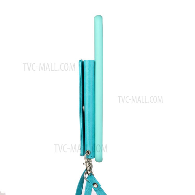 Leather Wallet Kickstand Phone Cover Case with Shoulder Strap for Samsung Galaxy A51 SM-A515 - Baby Blue-6