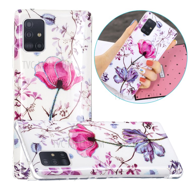 IMD Marble Pattern Printing TPU Cover for Samsung Galaxy A51 5G SM-A516 Case - Lotus-1