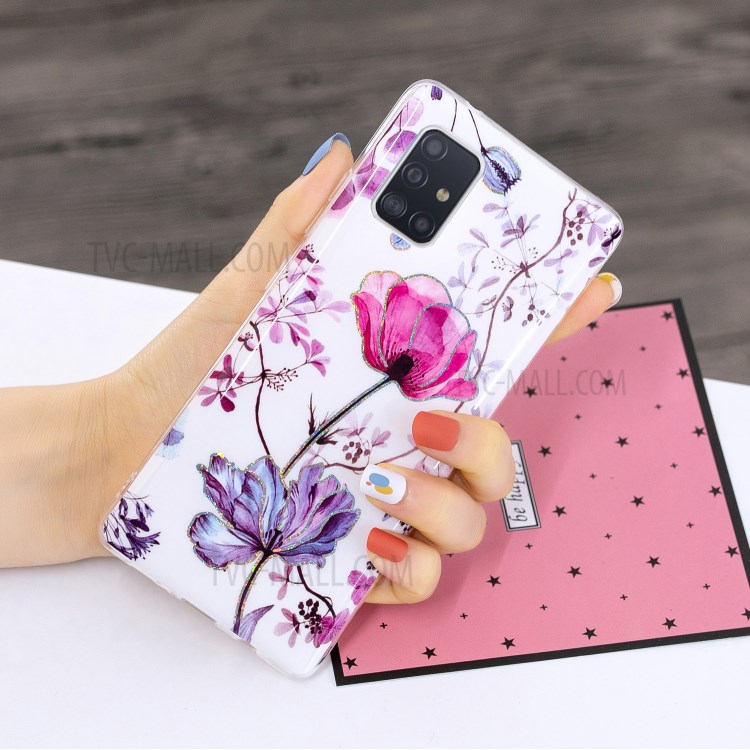 IMD Marble Pattern Printing TPU Cover for Samsung Galaxy A51 5G SM-A516 Case - Lotus-5