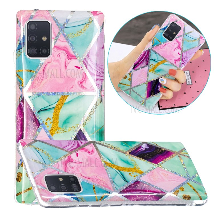 IMD Marble Pattern Printing TPU Cover for Samsung Galaxy A51 5G SM-A516 Case - Triangle and Rhombus-1