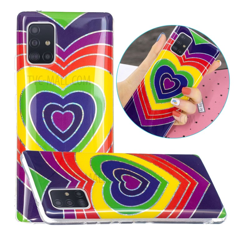 IMD Marble Pattern Printing TPU Cover for Samsung Galaxy A51 5G SM-A516 Case - Heart-1