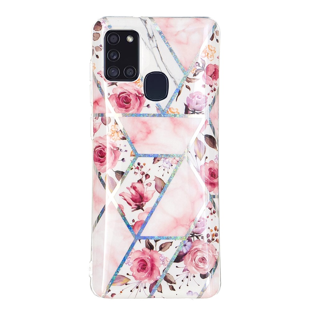 Marble Pattern Printing IMD Design TPU Cover for Samsung Galaxy A21s - Rose-2