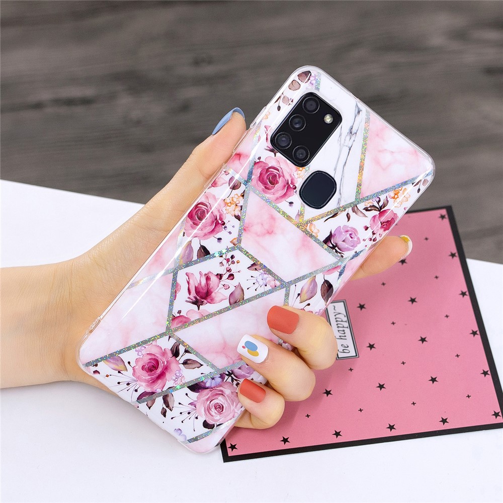 Marble Pattern Printing IMD Design TPU Cover for Samsung Galaxy A21s - Rose-4