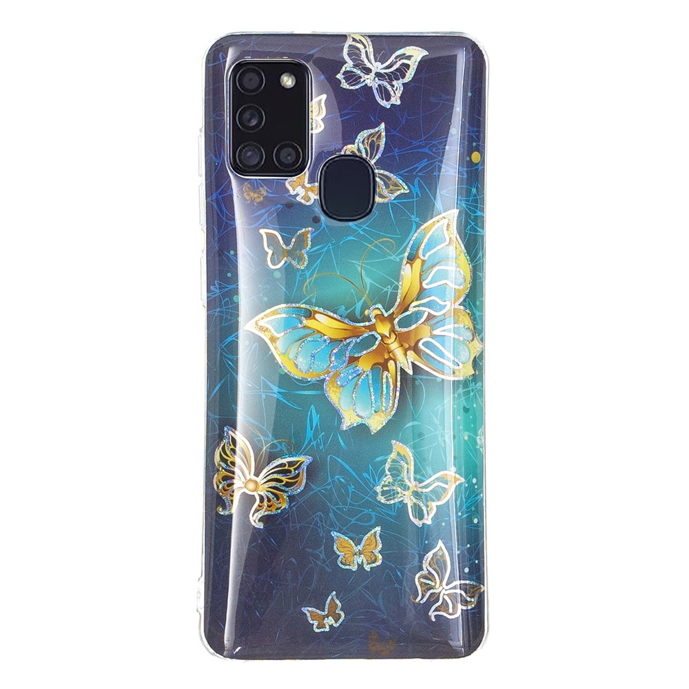 Marble Pattern Printing IMD Design TPU Cover for Samsung Galaxy A21s - Butterfly-2