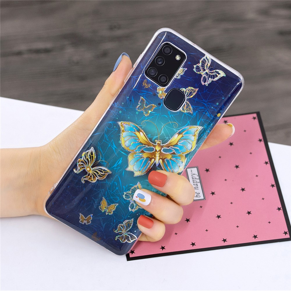 Impression de Motif en Marbre IMD Couverture TPU Pour Samsung Galaxy A21s - Papillon