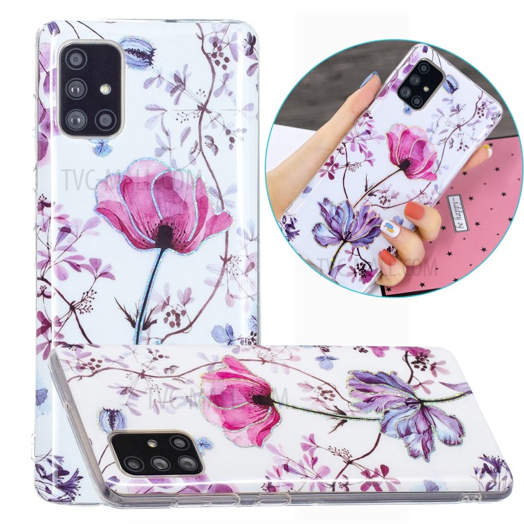 Marble Pattern Printing IMD Design TPU Cover for Samsung Galaxy A71 4G SM-A715 - Lotus-1