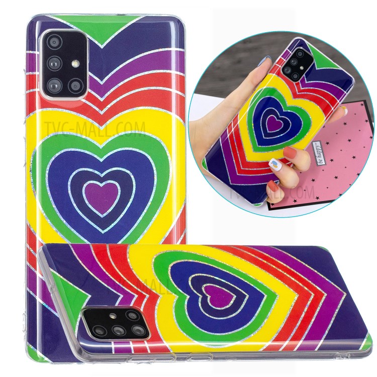 Marble Pattern Printing IMD Design TPU Cover for Samsung Galaxy A71 4G SM-A715 - Heart-1