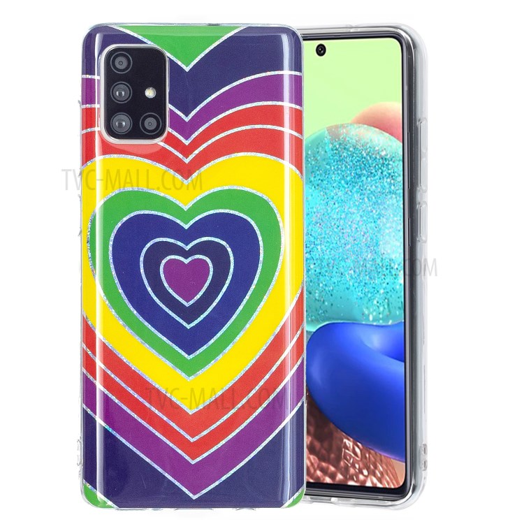 Marble Pattern Printing IMD Design TPU Cover for Samsung Galaxy A71 4G SM-A715 - Heart-2