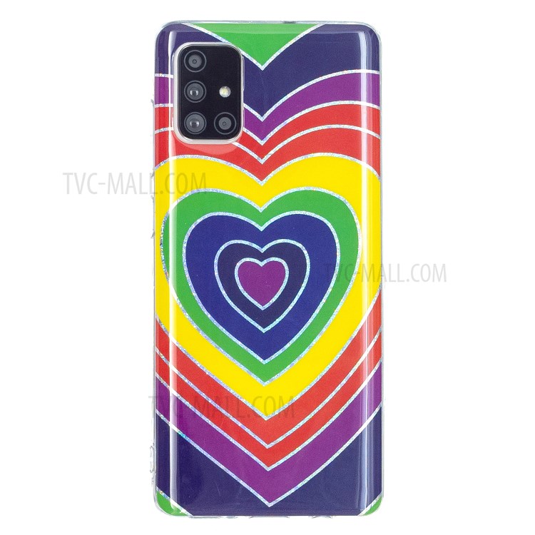 Marble Pattern Printing IMD Design TPU Cover for Samsung Galaxy A71 4G SM-A715 - Heart-3