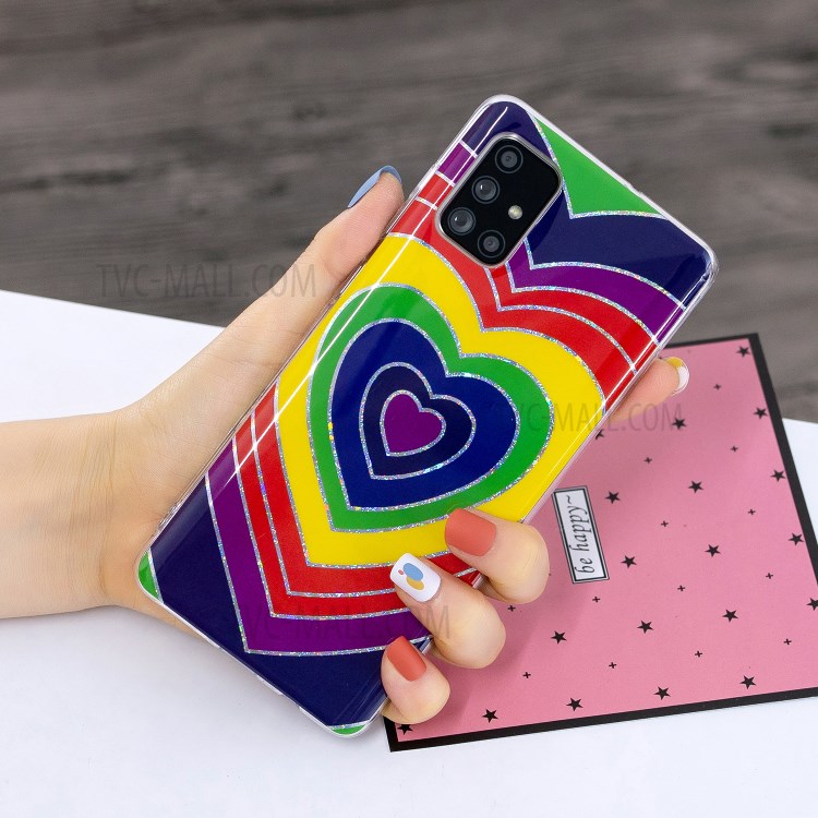 Marble Pattern Printing IMD Design TPU Cover for Samsung Galaxy A71 4G SM-A715 - Heart-5