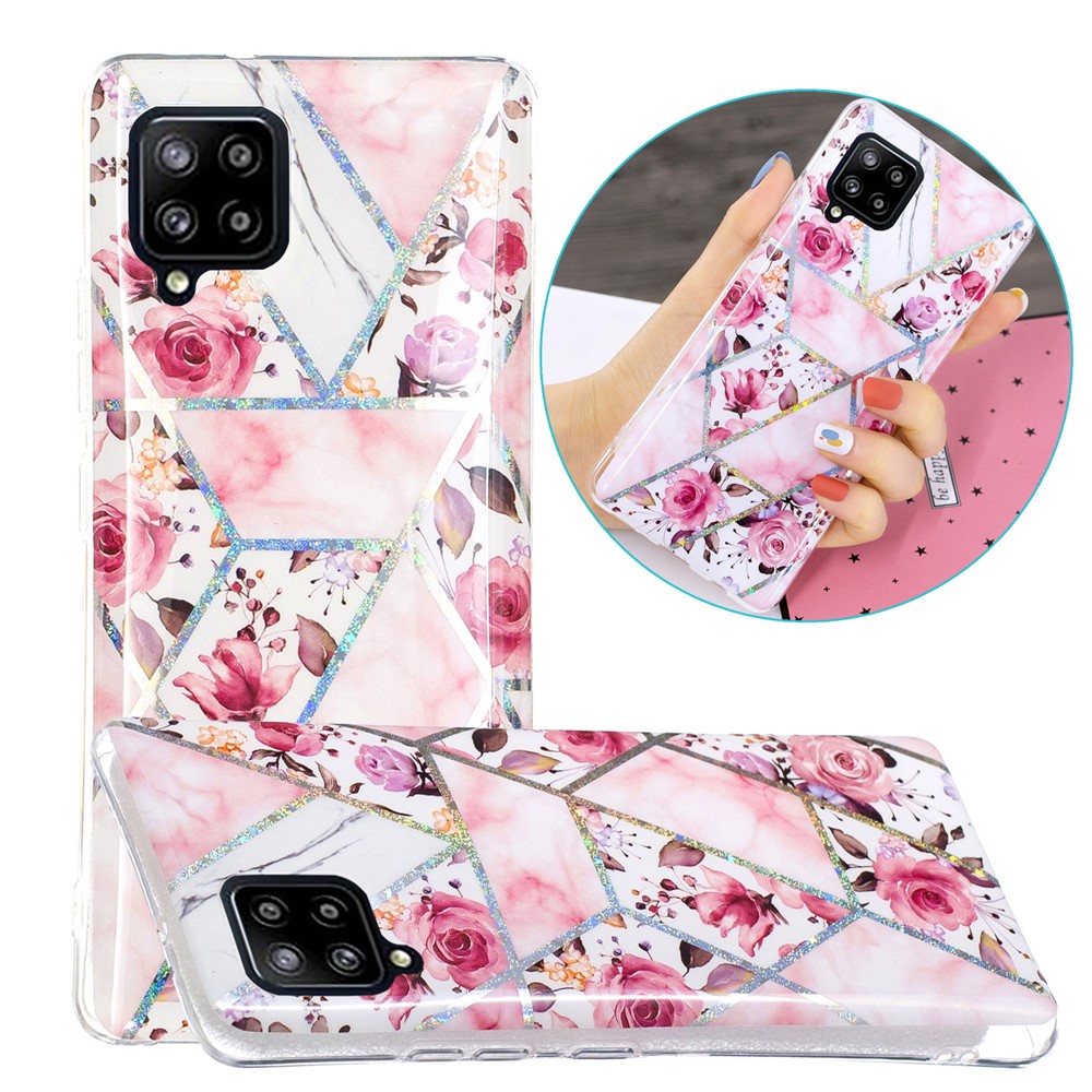 Marble Pattern Printing IMD Design TPU Cover for Samsung Galaxy A42 5G - Rose-1