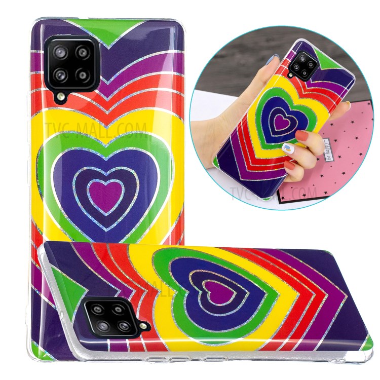 Marble Pattern Printing IMD Design TPU Cover for Samsung Galaxy A42 5G - Heart-1