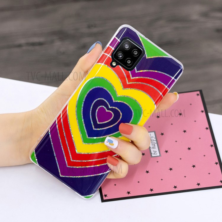 Marble Pattern Printing IMD Design TPU Cover for Samsung Galaxy A42 5G - Heart-5