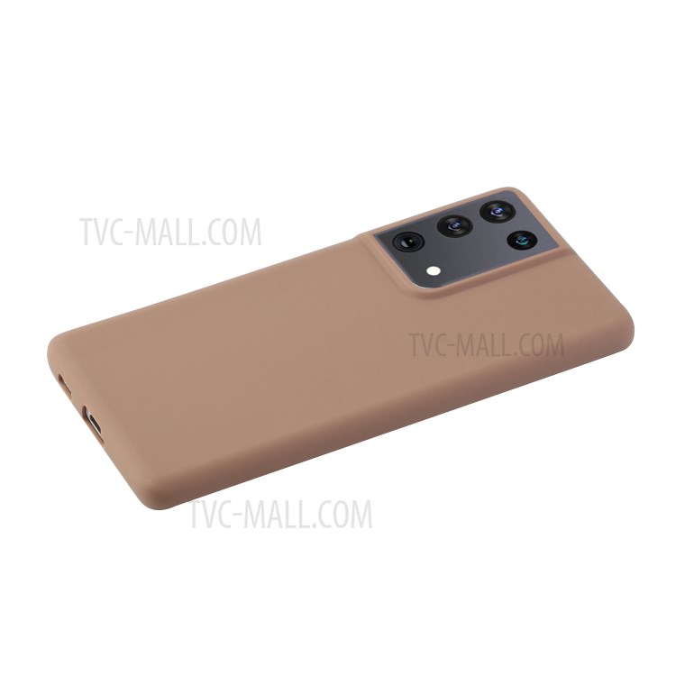 Candy Color Soft TPU Phone Shell for Samsung Galaxy S21 Ultra - Brown-2