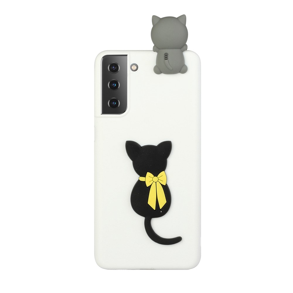 3D Animal Pattern TPU Gel Cover for Samsung Galaxy S21 5G Protective Case - Cat-1