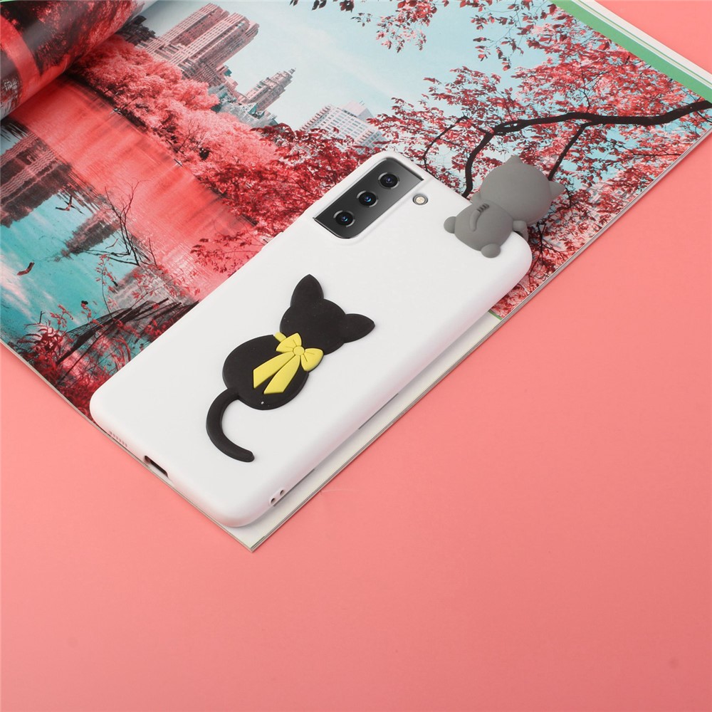 Couvercle de Gel TPU du Motif Animal 3D Pour le Cas de Protection Samsung Galaxy S21 4g / 5g - Chat