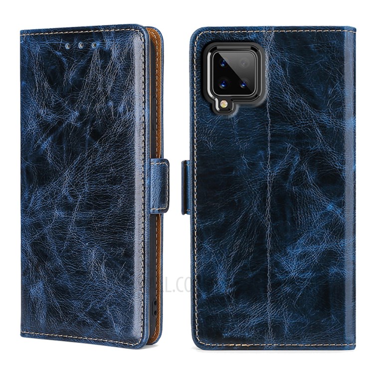 TPU + PU Leather Stand Cell Phone Case for Samsung Galaxy A42 5G - Blue-1