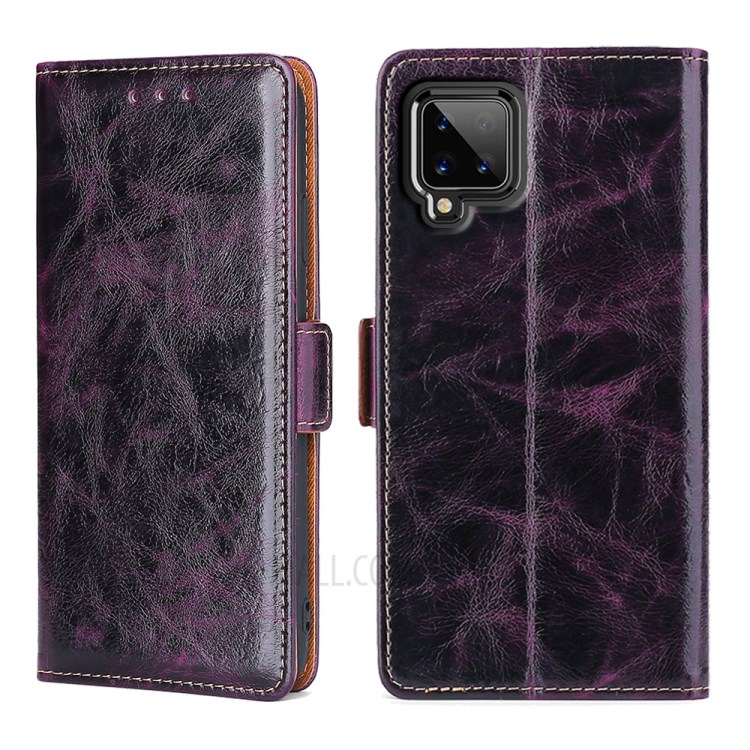 TPU + PU Leather Stand Cell Phone Case for Samsung Galaxy A42 5G - Purple-1