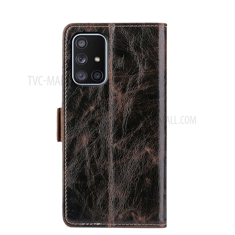 TPU + PU Leather Stand Cell Phone Case for Samsung Galaxy A71 SM-A715 - Brown-5