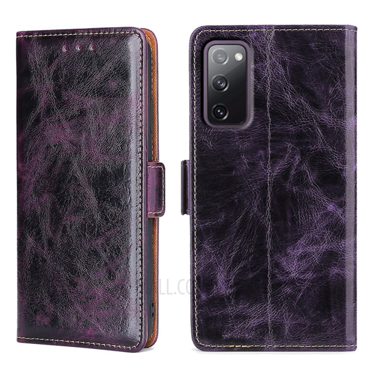 TPU + PU Leather Stand Cell Phone Case for Samsung Galaxy S20 FE/S20 Fan Edition/S20 FE 5G/S20 Fan Edition 5G - Purple-1